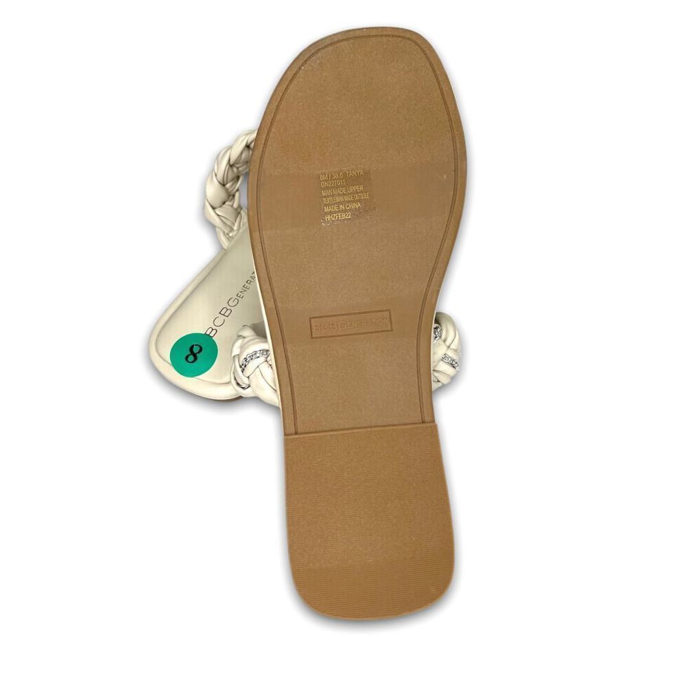 BCBGENERATION Tanya Cream Braided Strap Vegan Leather Slip On Sandal, Size 8 - Picture 10 of 12